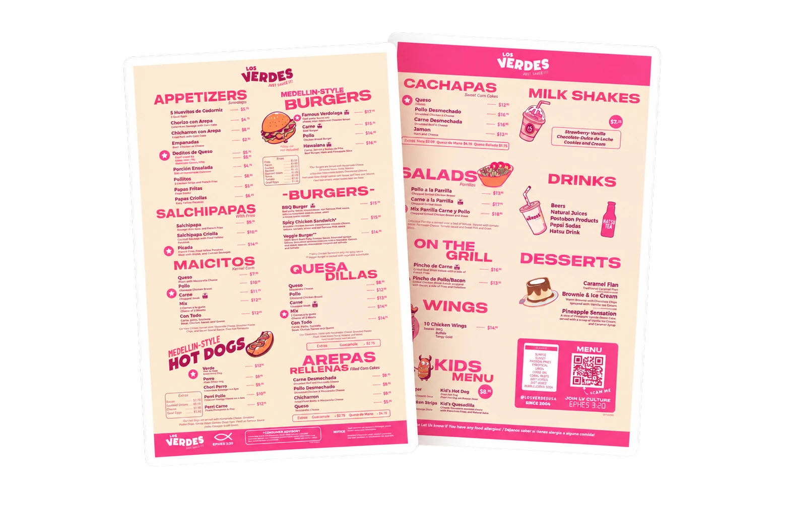 Los Verdes Menu